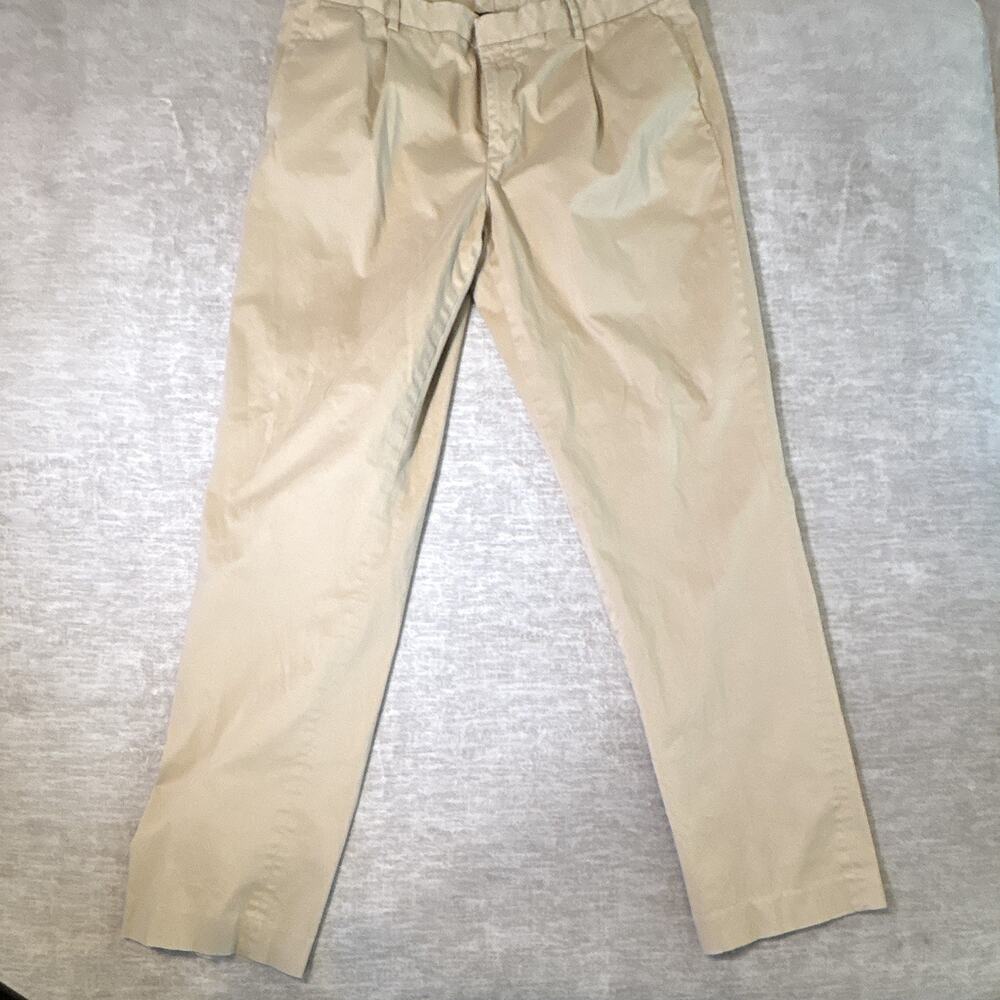 Fairlane Men's Beige Chino Pants 32W Slim Tapered Twill Stretch Flat Front